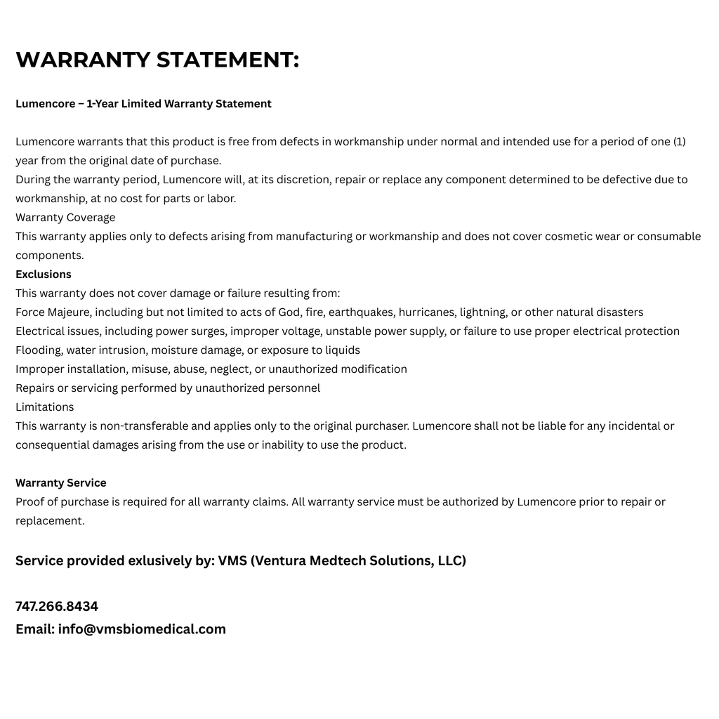 Lumenara™ Red &amp; Near-Infrared Light Therapy Systems Engineered Precision • Elegant Design • Built for a Lifetime VMS (Ventura Medtech Solutions) Online Store for Content and Products