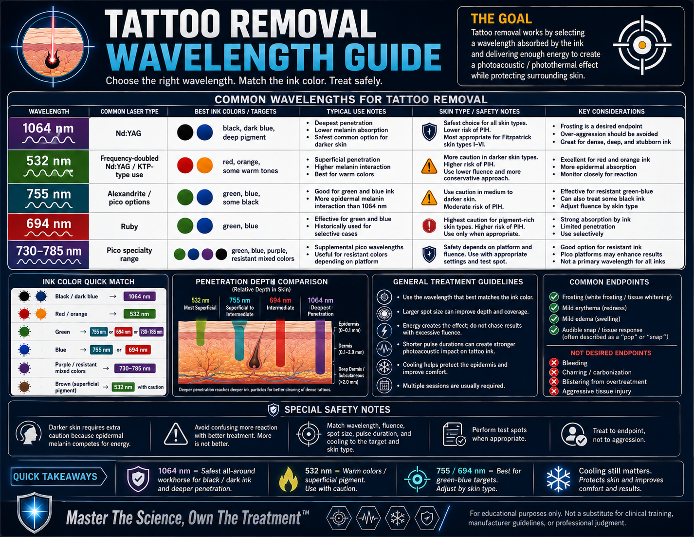 InkClear Wavelength™ Tattoo Removal Wavelength Guide - POSTER 11X17 VMS (Ventura Medtech Solutions) Online Store for Content and Products