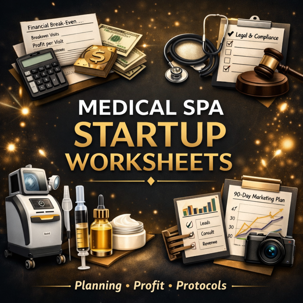 Medical Spa Startup Worksheets VMS (Ventura Medtech Solutions) Online Store for Content and Products