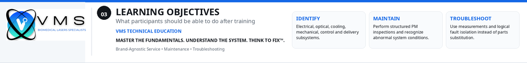 "BRAND AGNOSTIC" LASER TECHNICAL SERVICING AND MAINTENANCE TRAINING with VMS certification