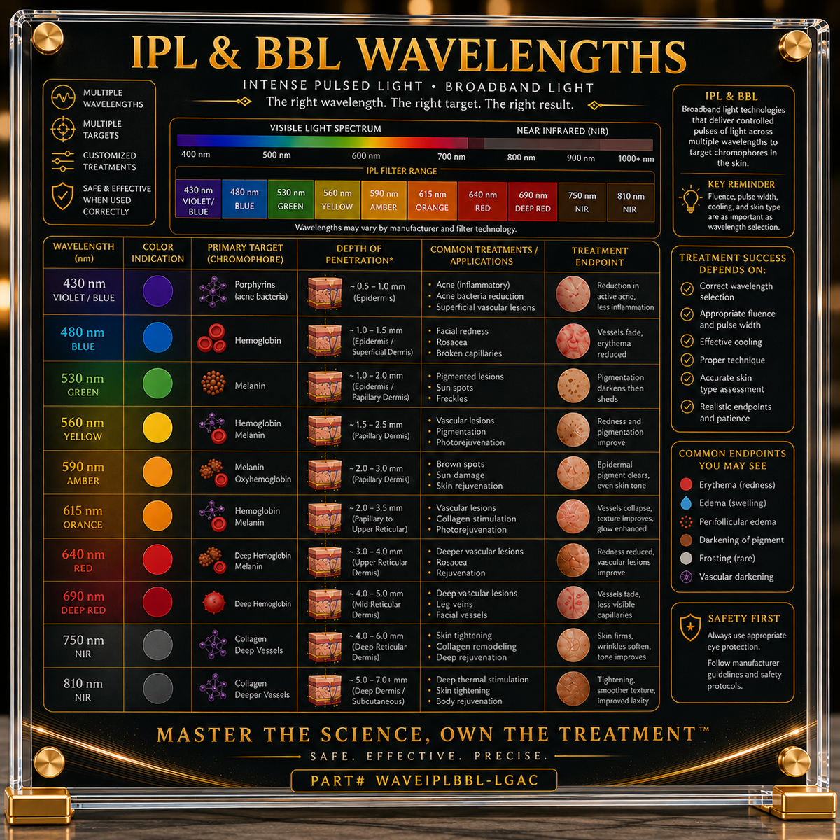 IPL (Intense Pulse Light) Wavelength Reference Guide – Luxury Acrylic Educational Display